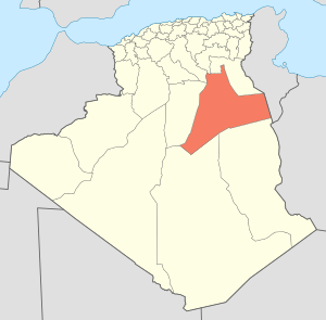 Map of Algeria highlighting Ouargla