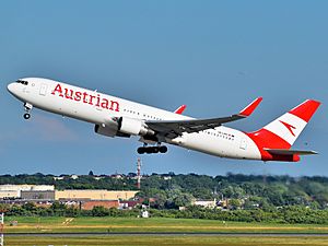 Austrian Airlines Boeing 767-3Z9(ER) OE-LAW (China) departing JFK Airport
