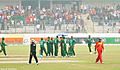 Bangladesh Players Celebrate Fall of Wicket