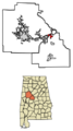 Bibb County and Tuscaloosa County Alabama Incorporated and Unincorporated areas Woodstock Highlighted 0183640