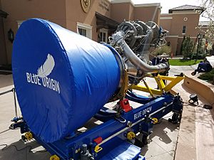 Blue Origin BE-4 rocket engine, sn 103, April 2018 -- LCH4 inlet side view