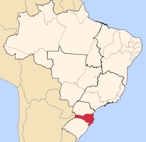 Location of State of Santa Catarina in Brazil