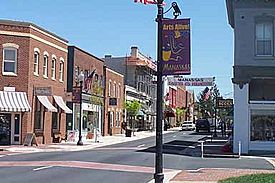 View of Old Town Manassas looking east on Center Street.