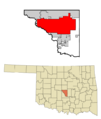 Cleveland County, Oklahoma Incorporated and Unincorporated areas highlighting Norman
