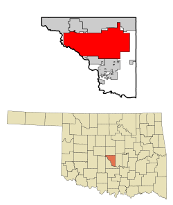 Location of Norman in Cleveland County and Oklahoma