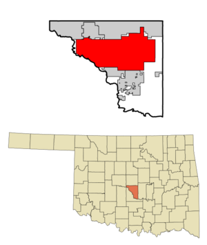 Location of Norman in Cleveland County and Oklahoma