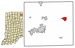 Location of Butler in DeKalb County, Indiana.