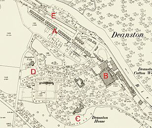 Deanston Village OS Map, with features lettered