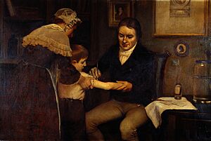 Dr Jenner performing his first vaccination, 1796 Wellcome M0000144