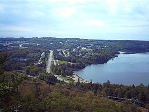 The city of Elliot Lake; the lake on the right