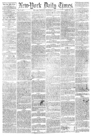 First NYTimes frontpage (1851-9-18)