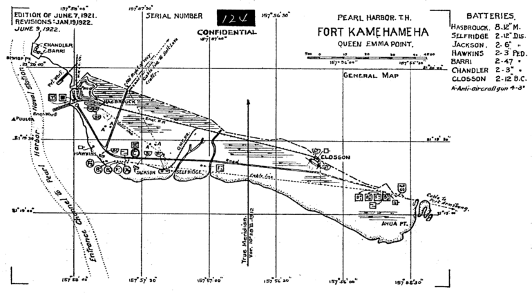Fort Kamehameha map 1922
