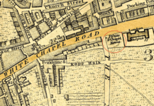 Fragment of Cary's map, 1795, showing location of Whitechapel Mount