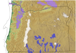 Glacer maximum extent, pluvial lakes, Missoula Flood deposits, and glacial-maximum shoreline (estimated) in Oregon
