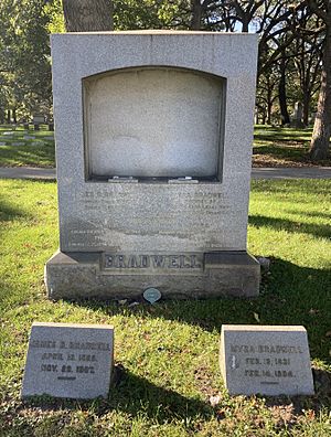 Grave of Myra Colby Bradwell (1831–1894) at Rosehill Cemetery, Chicago