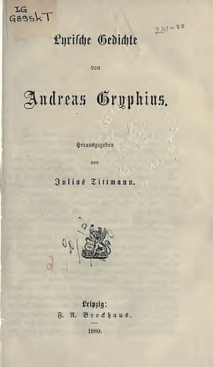 Gryphius Thränen Des Vaterlandes Andreas Gryphius Facts for Kids