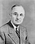 Harry S Truman, bw half-length photo portrait, facing front, 1945