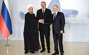 Hassan Rouhani, Ilham Aliyev and Vladimir Putin in August 2016