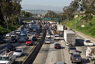 I-5 north approaching I-10 east split- long view