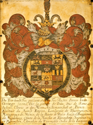 John George II, Elector of Saxony (1613–1680) - Order of the Garter stall plate - St George's Chapel