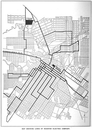 Map Showing Lines of the Houston Electric Company c 1907