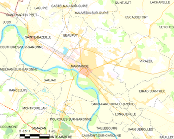 Map of the commune of Marmande