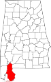 State map highlighting Baldwin County