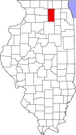 Map of Illinois highlighting DeKalb County