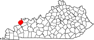 Map of Kentucky highlighting Union County