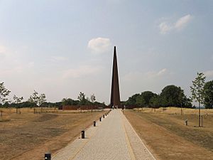 Memorial spire at the International Bomber Command Centre at Canwick Hill in Lincoln