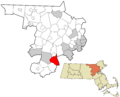 Middlesex County Massachusetts incorporated and unincorporated areas Natick highlighted