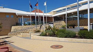 Mirrabooka library front with ramp and flags.jpg