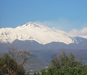 Mount Etna snow-toppd