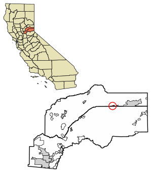 Location of Kingvale in Nevada County and Placer County, California.