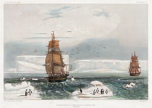 Reconnaissance de la Terre Adelie, le 20 Janvier 1840