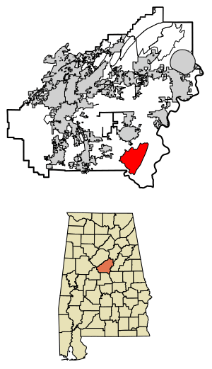 Location of Shelby in Shelby County, Alabama.