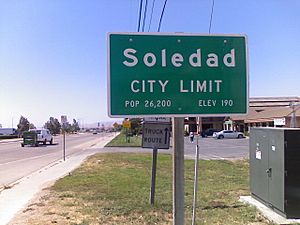City limit sign seen as entering into Soledad