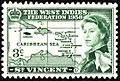 St. Vincent 3c West Indies Federation stamp 1958