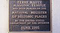 Terre Haute Masonic Temple National Register Plate