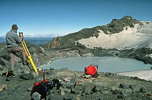 Theodolite measurement on Ruapehu volcano