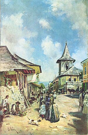 Theodor Aman - Street in Cîmpulung, 1890