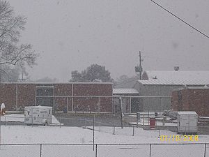 Thorsby High School in snow