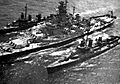 USS Massachusetts (BB-59) refuels Fletcher class destroyers 1945