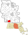 Worcester County Massachusetts incorporated and unincorporated areas Dudley highlighted