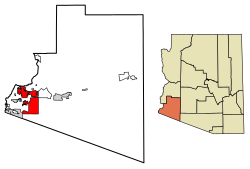 Location of Yuma in Yuma County, Arizona