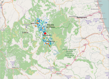 2016 Central Italy earthquake aftershock distribution.svg