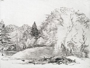 Andrew Geddes (1783 - 1844) - View in Richmond Park, A Small Bridge to the Right - ABDAG007603 - Aberdeen City Council (Archives, Gallery and Museums Collection)