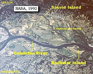 Bachelor and Sauvie Island map