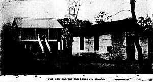 Benarkin School, new building, old tent, 1913