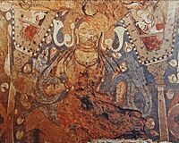 Bodhisattva Maitreya, ceiling of the cave E, late 7th early 8th century, Bamiyan